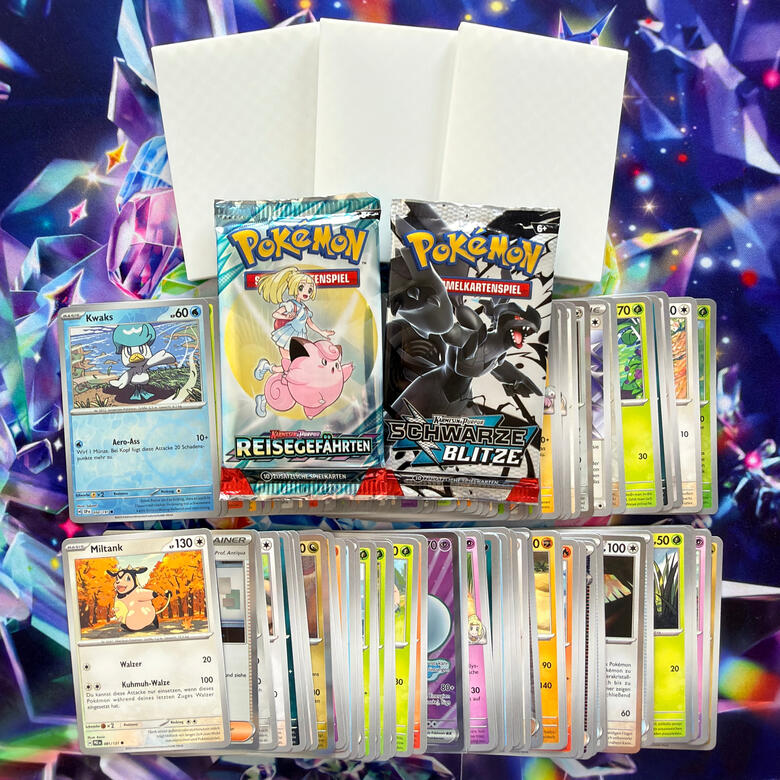 Pokémon 100 Karten Deutsch + 2 Booster | Rare & Holo | Geschenk Kinder | TCG Bundle | 3 Card Divider